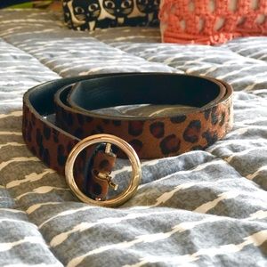 Zara leopard print belt with round gold buckle